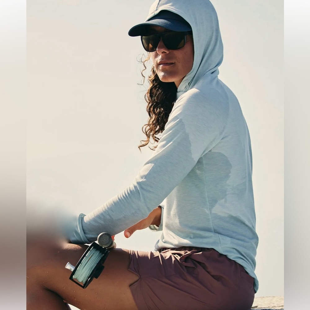 Free fly women’s elevate hoodie sun shirt 30 spf large pale blue - Picture 3 of 11